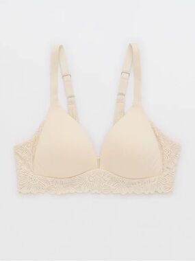 Aerie Sunnie Bloom Lace Wireless Lightly Lined Bra Cream 34B
